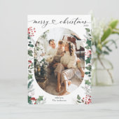 Elegante Vrolijke Kerstmis Fotokaart met Bericht Feestdagenkaart (Staand voorkant)