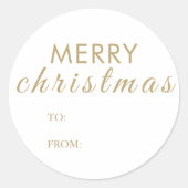 Elegante Vrolijke Kerstmis Gift Naam Ronde Sticker (Voorkant)