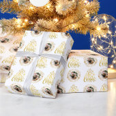 Elegante Vrolijke Kerstmis Gouden Foto Cadeaupapier