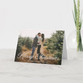 Elegante Vrolijke Kerstmis Kalligrafie Script Foto Feestdagen Kaart (Voorkant)