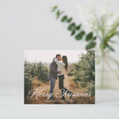 Elegante Vrolijke Kerstmis Kalligrafie Script Foto Feestdagenkaart (Staand voorkant)
