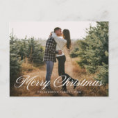 Elegante Vrolijke Kerstmis Kalligrafie Script Foto Feestdagenkaart (Voorkant)