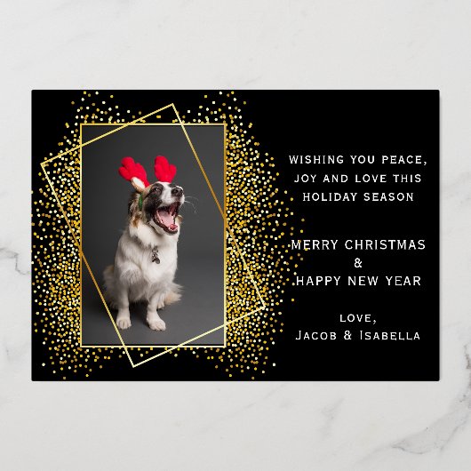 Elegante Vrolijke Kerstmis Multi Foto Folie Vakant Folie Feestdagenkaart (Achterkant)