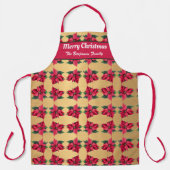 Elegante Vrolijke Kerstmis Poinsettia Personaliser Schort (Voorkant)