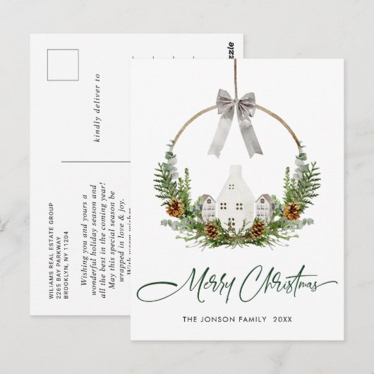 Elegante Vrolijke Kerstmis Samenstelling Vakantie Briefkaart (Voorkant / Achterkant)