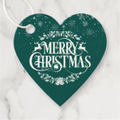 Elegante Vrolijke Kerstmis Sneeuwvlokken Emerald G Bedankjes Labels (Voorkant)