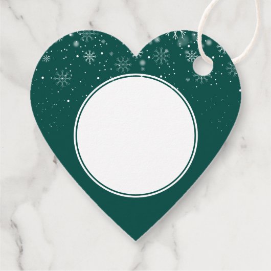 Elegante Vrolijke Kerstmis Sneeuwvlokken Emerald G Bedankjes Labels (Achterkant)