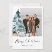 Elegante Vrolijke Kerstmisfoto Feestdagenkaart (Voorkant)