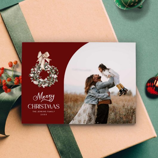 Elegante Vrolijke Kerstmisfoto Feestdagenkaart