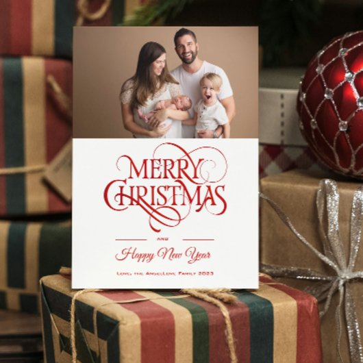 Elegante Vrolijke Kerstmisfoto Feestdagenkaart