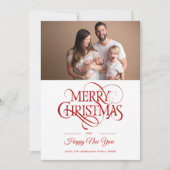 Elegante Vrolijke Kerstmisfoto Feestdagenkaart (Voorkant)