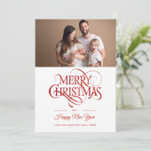 Elegante Vrolijke Kerstmisfoto Feestdagenkaart (Staand voorkant)