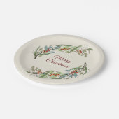 Elegante Vrolijke Kerstmiskrans Botanisch Papieren Bordje (Gekanteld)