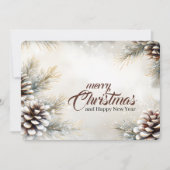 Elegante Vrolijke Kerstpinecones Evergreen Branch Feestdagenkaart (Voorkant)