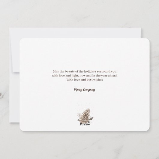 Elegante Vrolijke Kerstpinecones Evergreen Branch Feestdagenkaart (Achterkant)