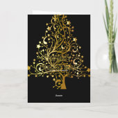 Elegante Vrolijke Kerststerren Zwart Goud Glanzend Feestdagen Kaart (Achterkant)