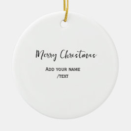 Elegante vrolijke kersttekst en moderne eenvoudige keramisch ornament