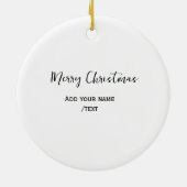 Elegante vrolijke kersttekst en moderne eenvoudige keramisch ornament (Achterkant)