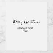 Elegante vrolijke kersttekst en moderne eenvoudige wijn etiket (Enkel label)