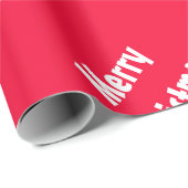 Elegante vrolijke kersttekst  rode Sjabloon Cadeaupapier (Rol Hoek)