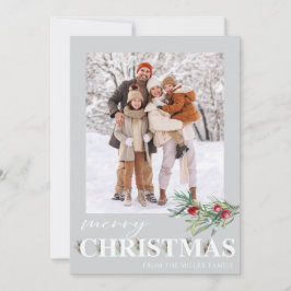 Elegante vrolijke kerstvakantie fotokaart feestdagenkaart