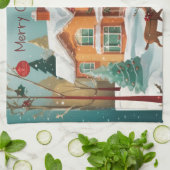 Elegante vrolijke kerstvakantie keukenhanddoek (Gevouwen)