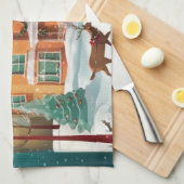 Elegante vrolijke kerstvakantie keukenhanddoek (Quarter Fold)