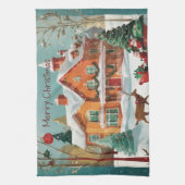 Elegante vrolijke kerstvakantie keukenhanddoek (Verticaal)