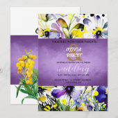 Elegante vrolijke violette bloemen kaart (Voorkant / Achterkant)