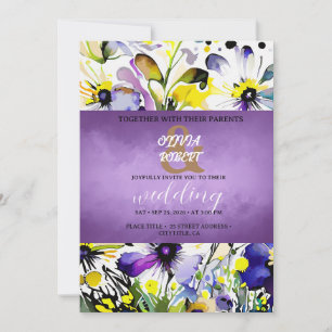 Elegante vrolijke violette bloemen kaart
