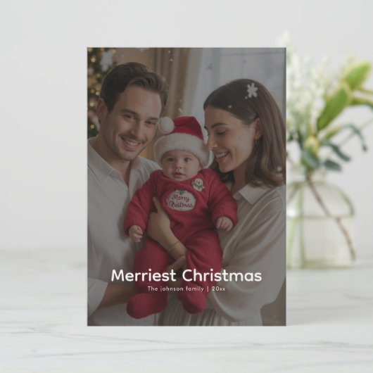 Elegante vrolijkste familierechtbank kerstkaart (Staand voorkant)