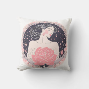Elegante vrouw abstract vredig roze kussen