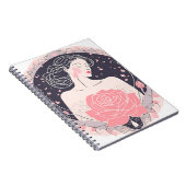 Elegante vrouw abstract vredig roze notitieboek (Rechterzijde)