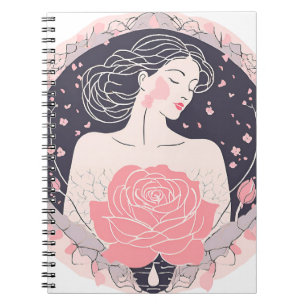 Elegante vrouw abstract vredig roze notitieboek