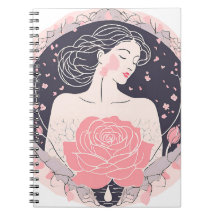 Elegante vrouw abstract vredige roze notitieboek