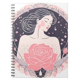 Elegante vrouw abstract vredige roze notitieboek
