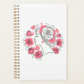 Elegante vrouw abstracte rustige roze planner (Voorkant)