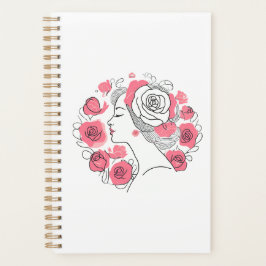 Elegante vrouw abstracte rustige roze planner