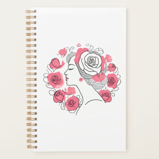 Elegante vrouw abstracte rustige roze planner (Voorkant)