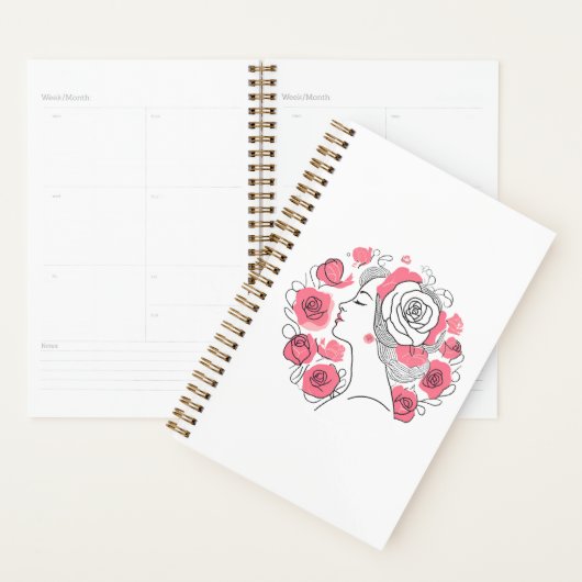 Elegante vrouw abstracte rustige roze planner (Display)