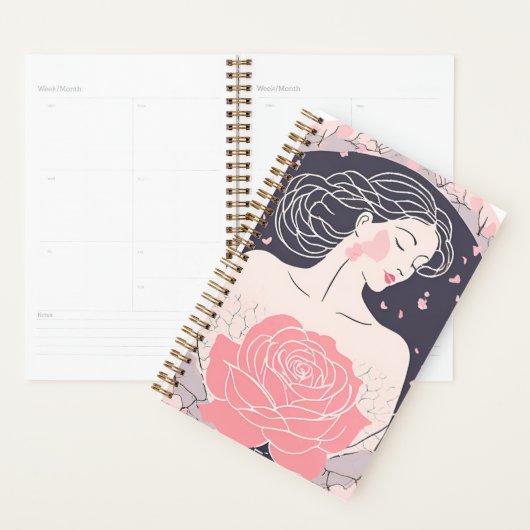 Elegante vrouw abstracte rustige roze planner (Display)