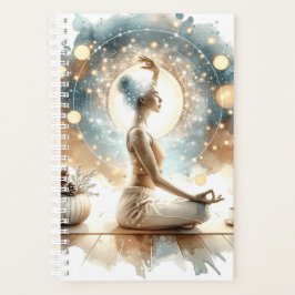 Elegante vrouw abstracte yoga pose planner