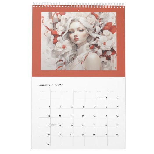 Elegante vrouw art design kalender (Jan 2027)