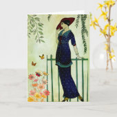  Elegante Vrouw Bloeit Verjaardag Kaart (Gele Bloem)