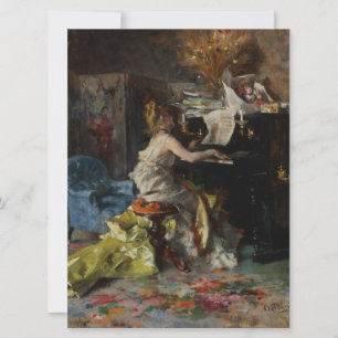 Elegante vrouw die piano speelt (Giovanni Boldini) Kaart