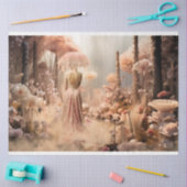 Elegante vrouw & een parasol, roze wilde bloemen tissuepapier (Craft)