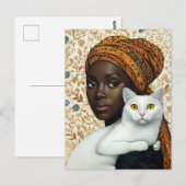 Elegante vrouw en kat briefkaart (Voorkant / Achterkant)