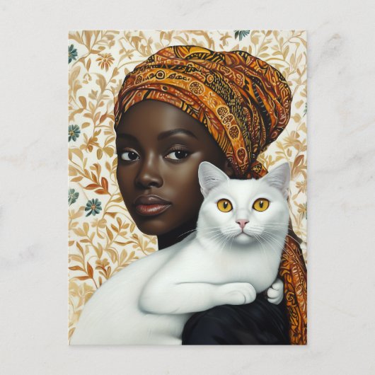 Elegante vrouw en kat briefkaart (Voorkant)