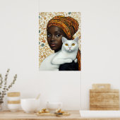 Elegante vrouw en kat poster (Keuken)
