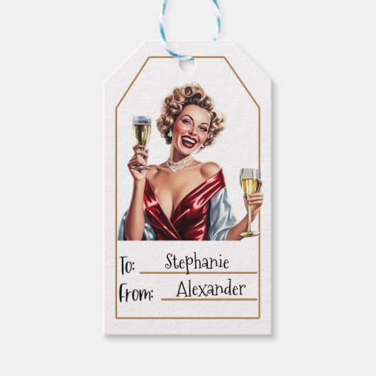 Elegante Vrouw| Gepersonaliseerd naar en van (5) Cadeaulabel (Voorkant)